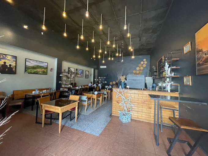 Full view of Bahizi Café dining area and coffee counter